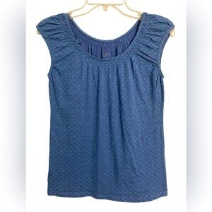 LOFT sleeveless tank top blue with green polka dots Size XS